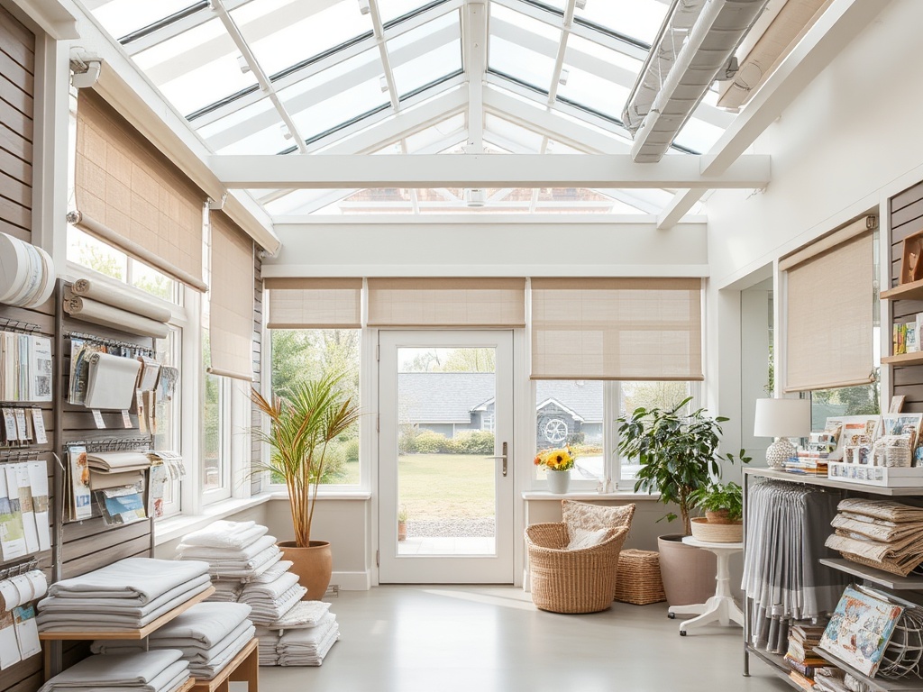 Serene conservatory space with natural light and shades
