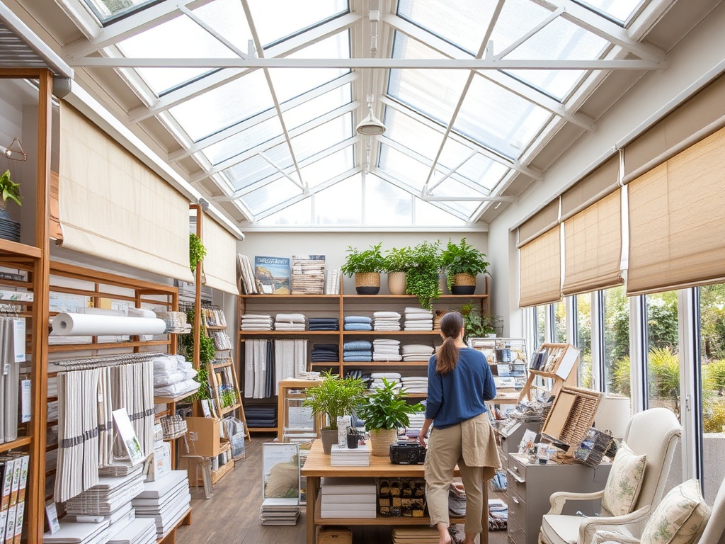 A warmly lit conservatory interior during autumn twilight, glowing with retained heat